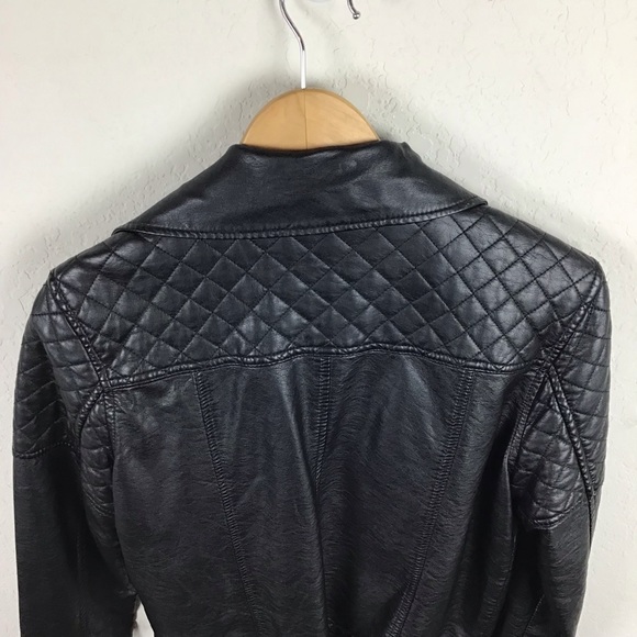 Forever 21 Faux Leather Jacket M Black Moto Biker Zip Up Coat Women’s - Picture 7 of 10